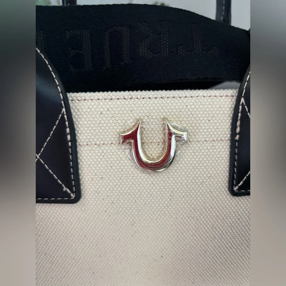 True Religion Black and Cream Women's Branded Guitar Strap Bag - Picture 4 of 8